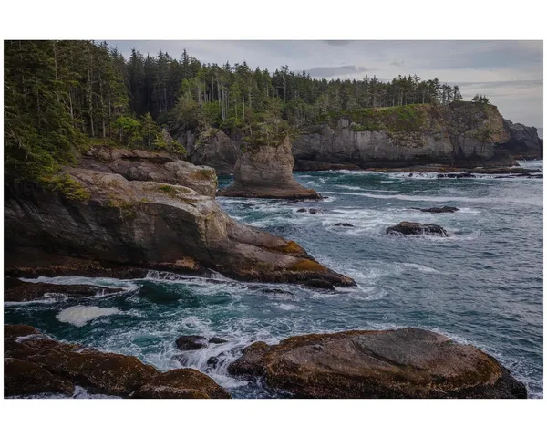 Rocky coastline and sea at Cape Flattery.