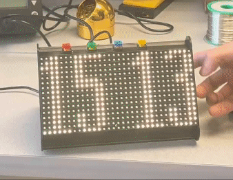 Time scrolling horizontally across the RGB LED panels.